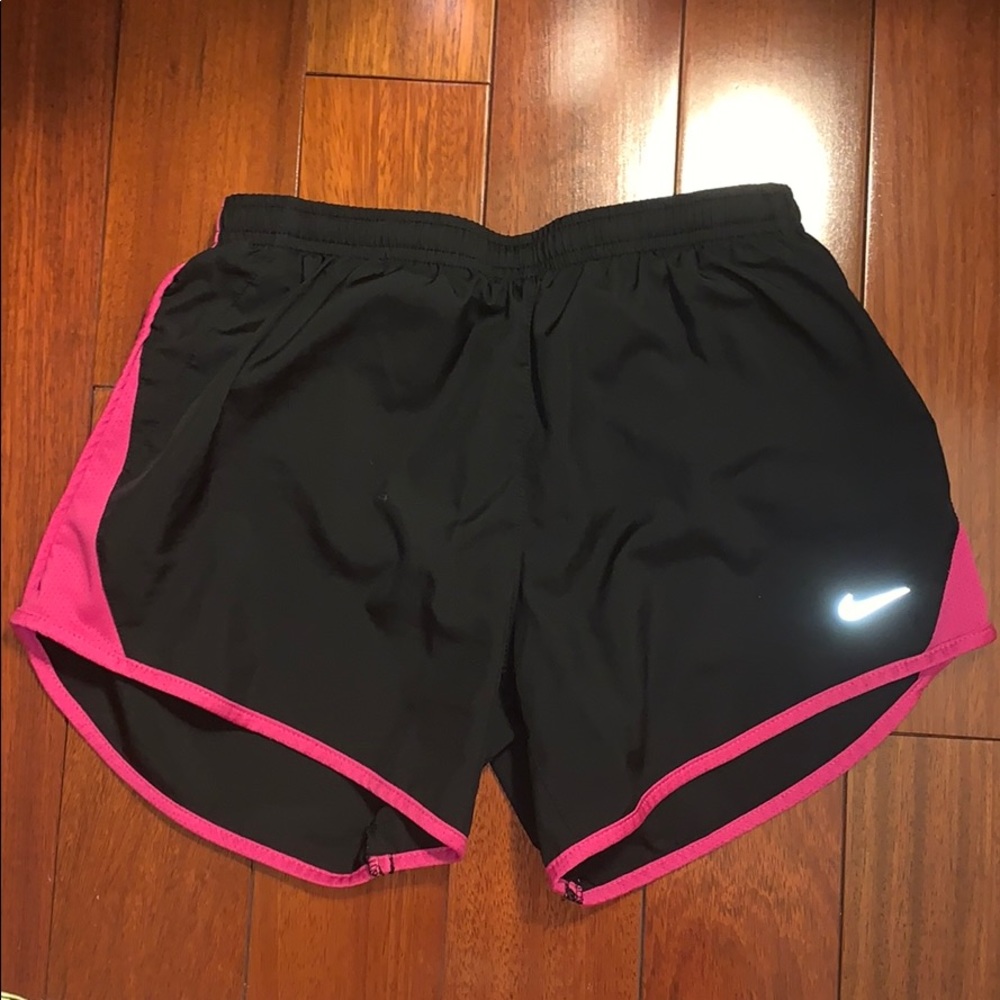 Black and pink nike running shorts